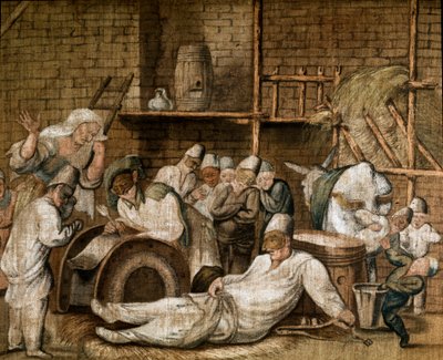 Bir ahır dekorunda Commedia dell