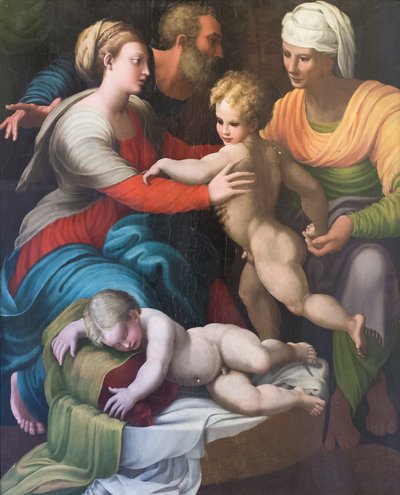 Aziz Elizabeth ve Aziz Giovannino ile kutsal aile by Italian School