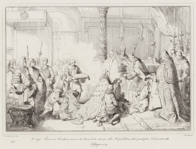 Doge Francesco Loredano, Papa Clement XIII tarafından Cumhuriyete bağışlanan Altın Gül