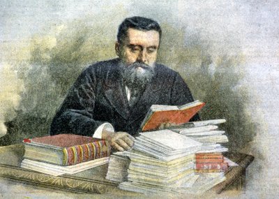 Jean Jaurès okuma masasında (1859 - 1914) - "La Tribuna illustrata "da by Italian School