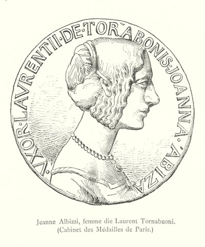 Jeanne Albizzi, Laurent Tornabuoni'nin karısı, Kabine des Medailles de Paris (gravür) by Italian School