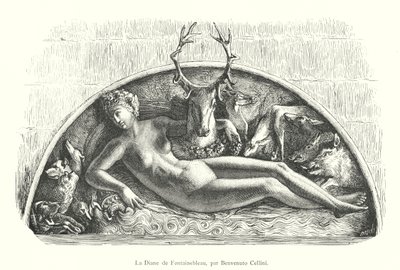 La Diane de Fontainebleau, Benvenuto Cellini tarafından (gravür) by Italian School