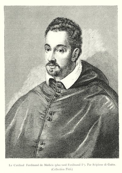 Kardinal Ferdinand de Medicis, daha sonra Ferdinand I, By Scipione di Gaeta, Pitti Koleksiyonu (gravür) by Italian School