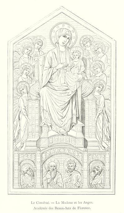 Cimabue, Madonna ve Melekler, Floransa Güzel Sanatlar Akademisi (gravür) by Italian School