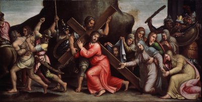 "İsa haçını taşıyor" (İsa haçını taşıyor) İtalyan okulunun resmi. 1550-1600 Maniyerizm. Bölgesel Deineka Sanat Galerisi, Kursk Rusya by Italian School