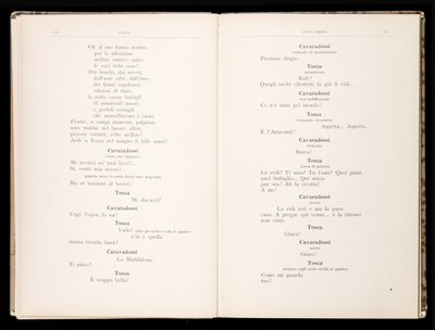Libretto, Tosca, Giacomo Puccini, Edition Ricordi, İtalya by Italian School