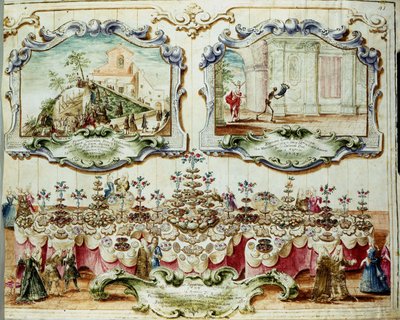 Aziz Bartholomew (veya Bartholomew) bayramı için Bologna soyluları onuruna verilen öğle yemeği. 1723. Bologna Devlet Arşivleri. by Italian School