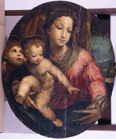 Vaftizci Yahya ile Madonna ve Çocuk, 1546-55 (çam ağacı üzerine yağlı boya) by Italian School