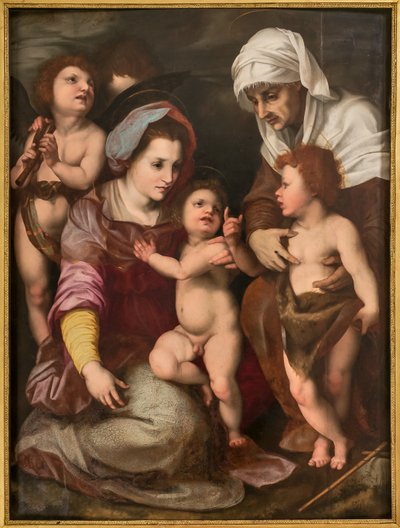 Bebek İsa, Aziz Elisabeth, Bebek Aziz John ve iki melek ile Madonna, Andrea Del Sarto