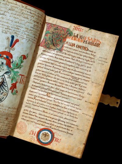 El yazması “” De Bello Gallico, Galyalıların Savaşı Üzerine Yorumlar”” Jules Cesar (Giulio Cesare veya Caius Julius Caesar) (M.Ö. 100-44) (ms. 541) El yazmasının sahibi hümanist Niccolo Tranchedini
