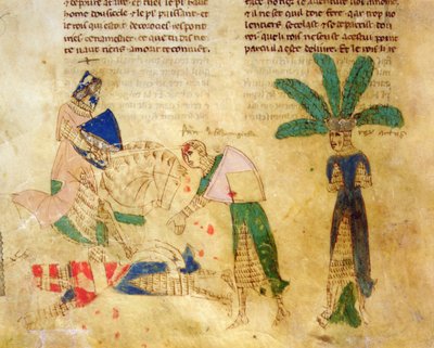 Ms.EST.59 fol.85v Tristan Kral Arthur