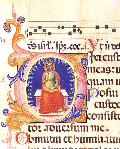 Ms 559 f.38v Paolo Soldini tarafından aydınlatılan Santa Maria Novella Mezmurundan Aziz Matta
