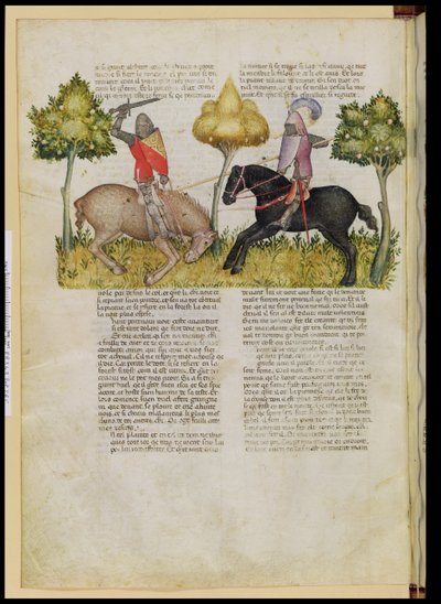 Bayan Fr 343 fol.26v Sir Percivals atı öldürüldü, Queste del Saint Graal