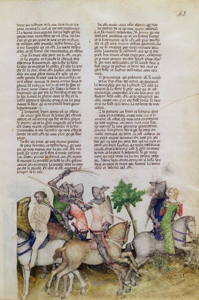 Bayan Fr 343 fol.43 Yuvarlak Masa şövalyesi Sir Bors, kardeşi Lionel