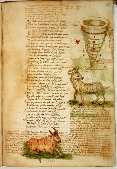 Ms Ital 483 S.4.7 f.156v Koç ve Boğa, Fazio degli Uberti