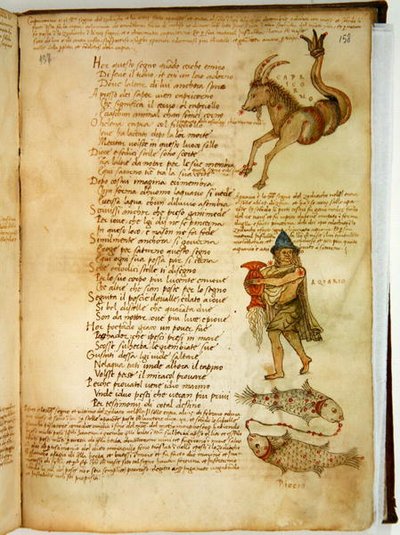 Ms Ital 483 S.4.7 f.158r Oğlak, Kova ve Balık, 