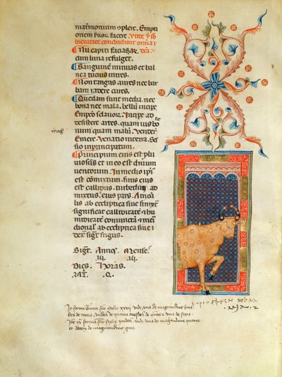 Ms Latin 7272 fol 113 Nisan ayı için ışıklı takvim sayfası by Italian School