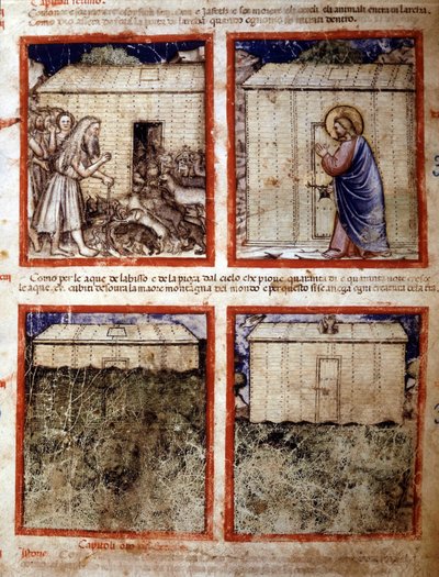 Nuh'un Gemisi, kodeks 212'den alınan Minyatür (veya Padovano Codice veya Padua İncili) 1390-1400 Rovigo, Accademia dei Concordi by Italian School
