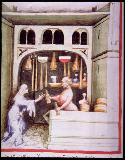 Nova 2644 fol.95v Mum Dükkanı, Tacuinum Sanitatis