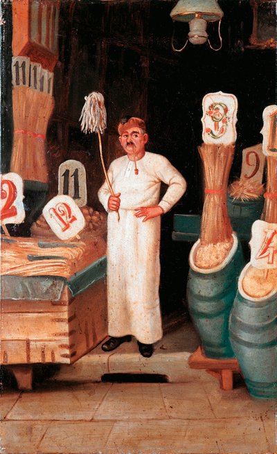 Eski metier: makarnacının dükkânı. Anonim detrempe. 19. yüzyıl 19. yüzyıl Ulusal Makarna Müzesi, Agnesi Vakfı, Roma by Italian School