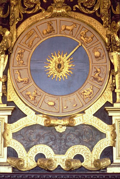 Orologio Zodicale (Zodyak Saat) (fresk ve yaldızlı ahşap) by Italian School