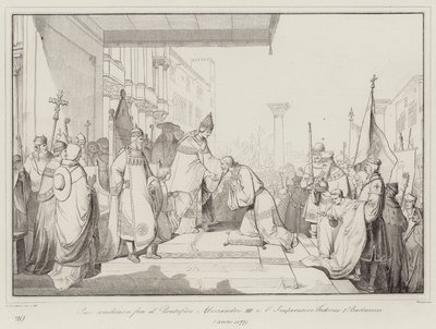 Papa III.Alexander ve İmparator I. Friedrich Barbarossa arasında barış yapıldı. by Italian School