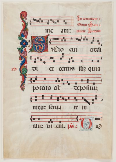 Bir dua veya koro kitabından sayfa, Kuzey İtalya, 15. yüzyılın ilk yarısı (parşömen üzerine mürekkep) (ayrıca bkz. 499213) by Italian School