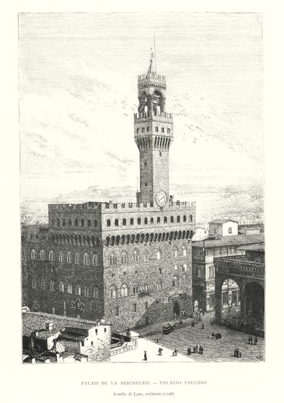 Palais de la Seigneurie, Palazzo Vecchio, Arnolfo di Lapo, mimari by Italian School