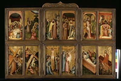 Passion Of Christ, yaklaşık 1400 (ahşap üzerine tempera ve altın) by Italian School