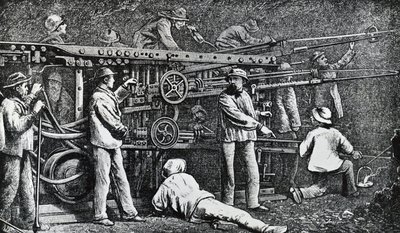 Giovanni Battista Piatti tarafından yaratılan ve Germano Sommeiller (1815-1871) tarafından mükemmelleştirilen pnömatik kaya delme makinesi, İtalya