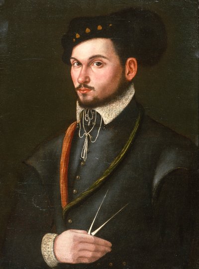 Bir rotayı delmek için bölücüleriyle birlikte bir Navigatörün portresi, c.1560 by Italian School