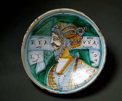 Türbanlı bir adamın portresi. Viterbo, İtalya'da üretilen seramik tabak. 17. yüzyıl Floransa, Museo Nazionale del Bargello by Italian School