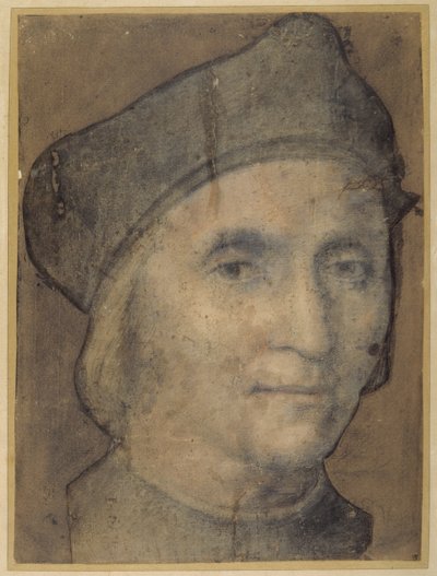 Bir rahip portresi, c.1510 (siyah ve gül renkli tebeşirler) by Italian School