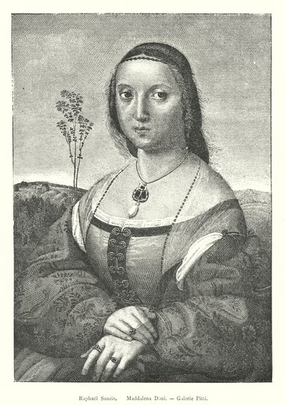 Raphael Sanzio, Maddalena Doni, Galerie Pitti (gravür) by Italian School