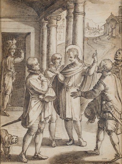 Dini Sahneler (kağıt üzerine kalem ve mürekkep) by Italian School