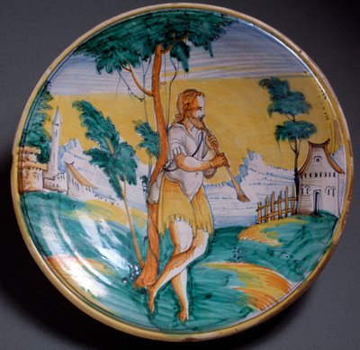 Rönesans sanatı: flüt çaların plak dekoru (Flüt çalar) - 16. yüzyıl sonu Viterbo (Viterbo), İtalya Floransa, Museo Nazionale del Bargello by Italian School