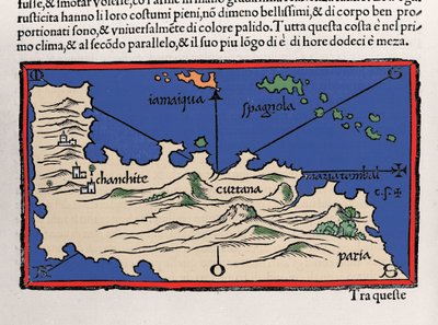 Karayip Adaları ve Venezuela kıyılarının temsili. Benedetto Bordone tarafından Isolario (adaların haritası). Venedik 1547 by Italian School