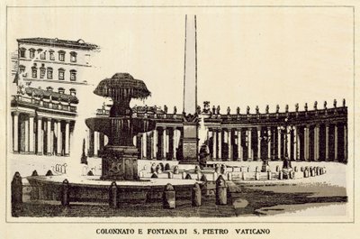 Roma: St. Peter Vatikan Sütunları ve Çeşmesi (lito) by Italian School