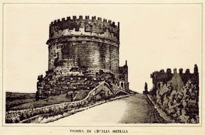 Roma: Cecilia Metella Mezarı (lito) by Italian School