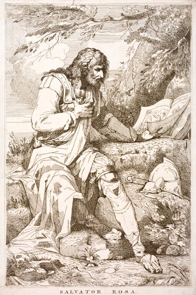Salvator Rosa, İtalyan Barok ressam, şair ve grafiker (gravür) by Italian School