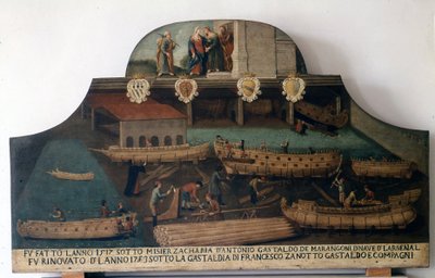 Gemi yapımı: 1517'de inşa edilen ve 1753'te yenilenen tekneler. by Italian School