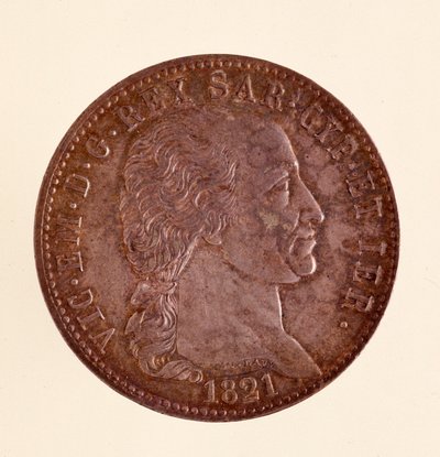 Sardunya krallığından gümüş İtalyan madeni para (ecu): Vittorio Emanuele I