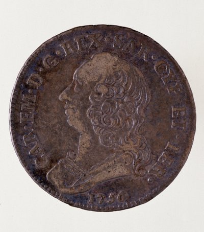 Sardunya krallığından gümüş İtalyan madeni para (yarım ecu): Carlo Emanuele III di Savoia