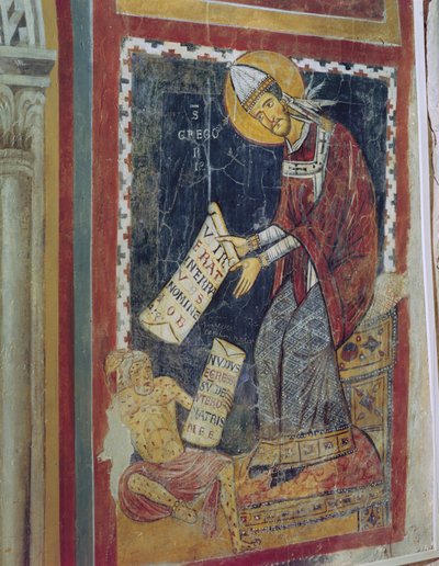 Aziz Gregory the Great, Eyüp ayaklarının dibinde, St. Gregorys Şapeli, c.1224 by Italian School