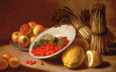 Ahududu, Limon ve Kuşkonmaz Natürmort by Italian School