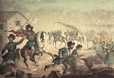 Sant'Antonio Savaşı, Uruguay, 1846 (renkli taş) by Italian School