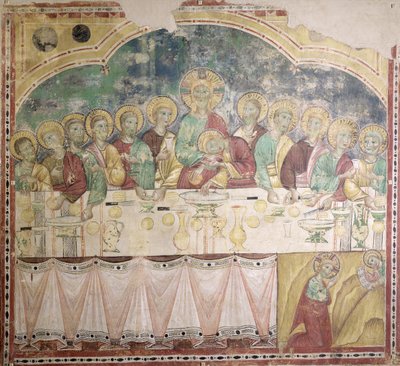 Son Akşam Yemeği ve Bahçedeki Istırap, c.1300 (tuvale aktarılmış fresk) by Italian School
