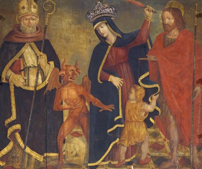 Azizler ile Rölyef Madonna (panelde tempera) by Italian School