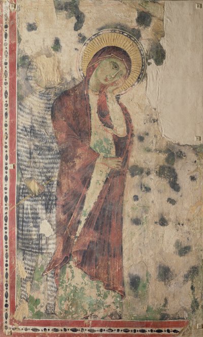 Yas Bakire muhtemelen Longinus ile (fresk kumaşa aktarılmış) by Italian School
