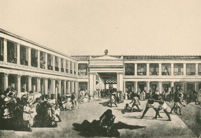 Stabian Hamamları - Güreş Yeri olduğu gibi (gravür) by Italian School